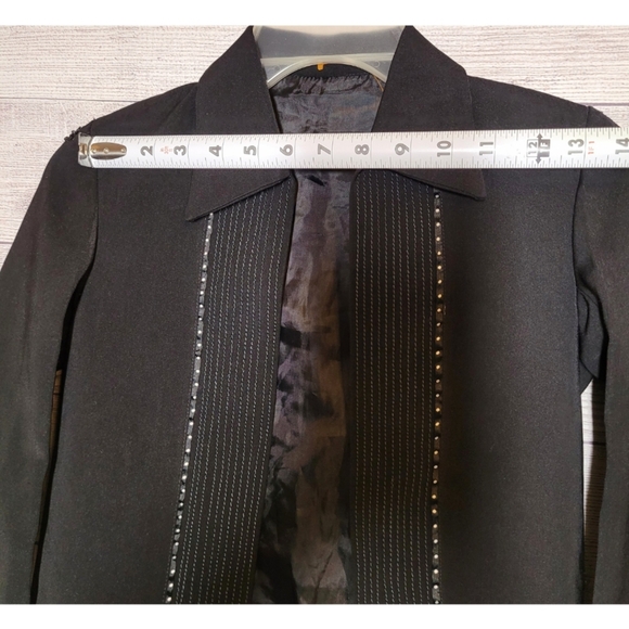 Women's Beautiful Evening Blazer Jacket Size XS Black Beaded Embroidered Pokadot - Picture 11 of 13